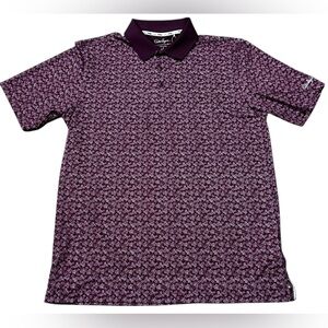 Walter‎ Hagen men’s dogwood ditsy beet purple golf polo shirt size small UPF 50